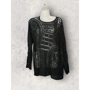 Vintage Arlene Crochet Fishnet Long Sleeve Top Size Large